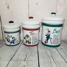 Rare Vintage 1992 Warner Bros Looney Tunes Kitchen Canister Set Bugs Taz Pepe picture