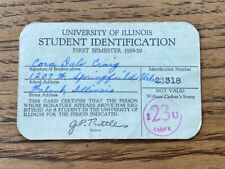 Vintage University of Illinois Student Identification Card 1938 1939 Ephemera picture