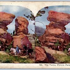 c1900s Perry's Park,  Douglas Co, Colorado Twins Rock Formation Stereoview V36 picture