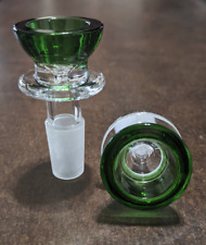 14mm Glass Round Slide BOWL Male for Glass Water Pipe Bong GREEN (1 - ONE) picture