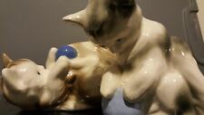 Walter Walier Williams Sculptor Cats with Blue Ball SIGNED ON BOTTOM picture
