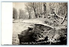 c1910's Winter Scene Little Iowa River View LeRoy MN RPPC Photo Postcard picture