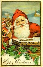 vintage postcard- HAPPY CHRISTMAS Santa and toys unposted c1900's divided back picture