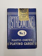 Vintage Streamline Playing Cards No. 1 Plastic Coated Blue Pack Sealed Box picture