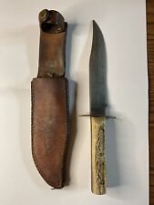 VTG Original Bowie Knife Solingen Cutlery B SVOBODA w/ VTG Custom Leather Sheath picture
