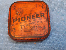 VINTAGE PIONEER TYPEWRITER RIBBON TIN ROCHESTER NY  EMPTY ORANGE / BLACK picture