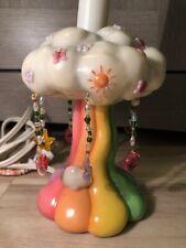 Vintage Rare Spencer’s Gifts Rainbow Clouds Flowers Butterflies Heart Lamp picture
