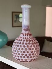 Antique Hobbs Small Windows Dot Cranberry Opalescent Barber Bottle 7” picture
