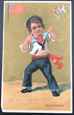 c1880s French Victorian Trade Card Angleterre England Fighting Sailor UK Flag picture