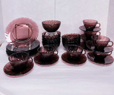 Vintage Bormioli Rocco Duralex Purple Amethyst 32 Piece Set teacups plates bowls picture