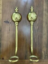 Vintage Art Deco  Brass Wall Sconce Hurricane Glass Holders 13” Tall Set 2 picture