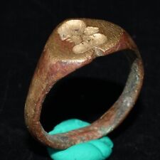 Authentic Ancient Roman Brass Ring with Engraved Bezel Ca. 1st - 3rd century AD picture