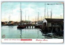 1911 Harbor And Wharf Scene Boston Massachusetts MA Posted Antique Postcard picture