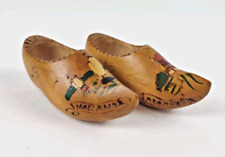 Vintage Dutch Wooden Shoes Clogs Holland Hand Carved Painted 5” Mini Ornament picture