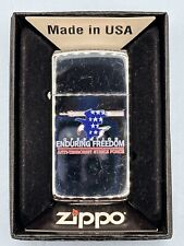 Vintage 2003 Operation Enduring Freedom HP Chrome Slim Zippo Lighter NEW picture