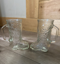 Pair of Vintage Libbey Cowboy Boot Glass Mug With Handle Clear Glass picture