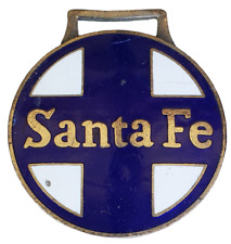 Original Brass & Blue Enamel Santa Fe Railroad Conductor Pocket Watch Fob M16 picture
