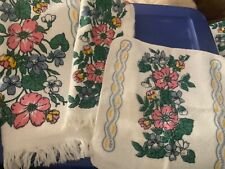 VINTAGE first edition by Franco Fringed yellow floral bath towel wash cloth set picture