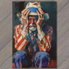 POSTCARD Uncle Sam Expresses Headache Disgust Sad Cry USA United States America picture