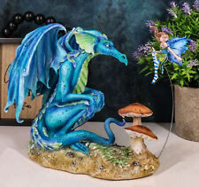 Amy Brown Strange Encounter Blue Dragon With Toadstool Pixie Fairy Figurine picture
