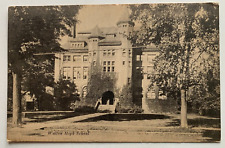 NY Postcard Walton New York High School building turrets vintage Delaware County picture