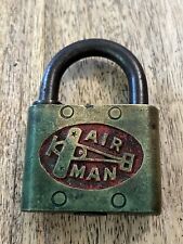 Air Man Antique Brass Airplane Padlock Lock No Key Rare *READ* picture