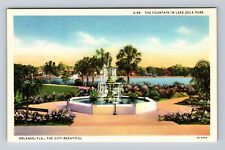 Orlando FL-Florida, Fountain In Lake Eola Park, Antique, Vintage Postcard picture