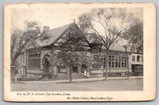 Connecticut New London Public Library Historic Street View Black White Postcard picture