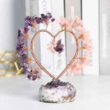 Heart-Shaped Crystal Tree with Amethyst, Rose Quartz, and Copper Wire picture
