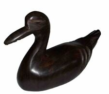 Vintage Solid Dark Wood Carved Duck Statue Decoy 7x5x3 Inches  Decorate Collect picture