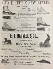 1892 Rockland MA Harvell SHOE Print Ad Kangaroo Porpoise Alligator Keith’s Style picture