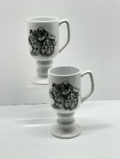 2 Vintage 1965 Kaysons Continental Cups 8 oz Footed Coffee Mugs Japanese Buddha picture