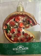 Kurt Adler 3 Inch Gold Glass Pizza One Slice Missing Ornament Christmas picture