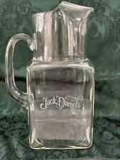 JACK DANIELS DISCONTINUED CLEAR GLASS WATER PITCHER 9.5” Tall Mint Condition. picture