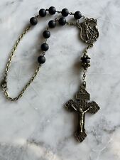 Handmade St Michael Black Matte Onyx/Bronze One Decade Car Rosary picture