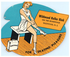 Original Vintage 1940s Roller Skating Rink Sticker Wildwood NJ s16 picture