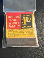 VINTAGE MATCHBOOK  - INSURE YOUR WHOLE FAMILY - $30,000,000 - UNSTRUCK picture