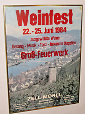 VINTAGE 1984 GERMAN WEINFEST/WINE FESTIVAL FRAMED POSTER~SCHWARZE KATZ/BLACK CAT picture