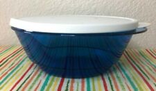 Tupperware Clearly Elegant Acrylic Bowl Sheer Blue w/ Ivory Seal 4 Cups New  picture