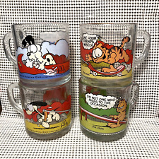Vtg 70’s Garfield McDonald's Glass Coffee Mugs Cups Set Of 4 picture