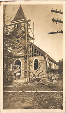 CHURCH CONSTRUCTION antique real photo postcard rppc OCCUPATIONAL BUILDING CREW picture