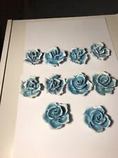 C99 Lot of 10 Various Blue Porcelain Flowers  Capodimonte Roses picture