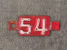 Antique Collector 1954 Wisconsin License Plate Metal Registration Renewal Tab 54 picture
