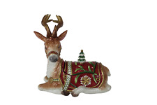 Vintage Fitz and Floyd 8” Winter Holiday Reindeer Trinket Dish Christmas Deer picture