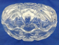 Vintage Clam Glass Trinket Box Clear Round Embossed Line Pattern Scallop Lid picture