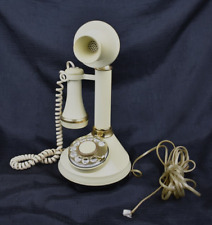 Vintage Candlestick Rotary Telephone 1973 Western Electric Cream/Gold Stand Up picture