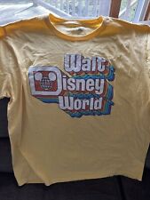 Walt Disney World Women/unis Yellow Retro Style Rainbow Logo Tee T-shirt Sz XXL picture