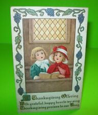 Thanksgiving Postcard Vintage Embossed Art Series 1003 Children In Church Pews picture