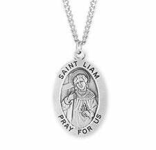 HMHReligiousMfg Sterling Silver Patron Saint Liam Pray for Us Pendant, 1 1/16 In picture