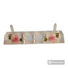 Vintage Clear Lucite? Vanity Lipstick and Ring Holder Pink Rose Pattern picture